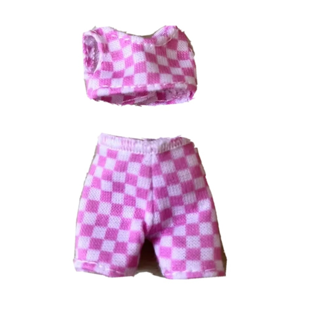 Barbie Extra Minis Doll Outfit 2pc Checkered Bike Shorts Top Fits 5.5” Dolls